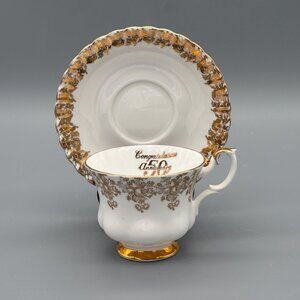 Vintage Royal Albert 50th Anniversary Teacup And Saucer Gold Filigree Bone China